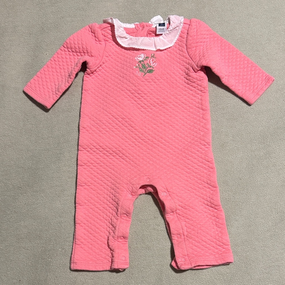 Janie and Jack Coral Quilted Footie